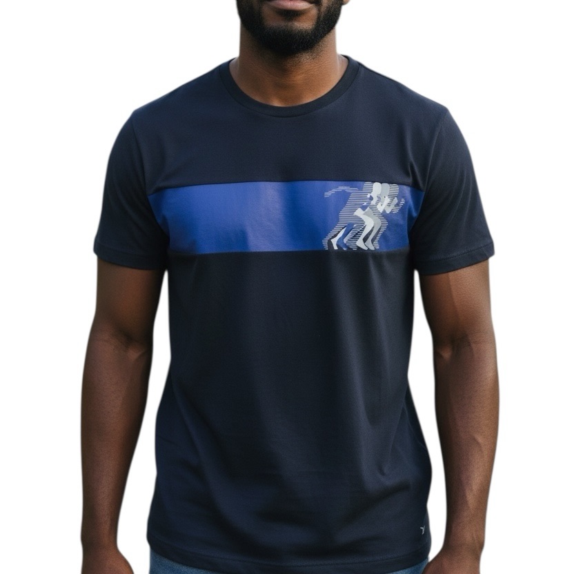 Old Navy Men's Navy Blue Runner Graphic Tee Dry-Fit Size Xl Short Sleeve